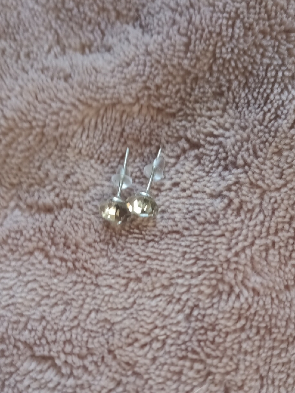Faceted Stud Earrings in Silver Tone